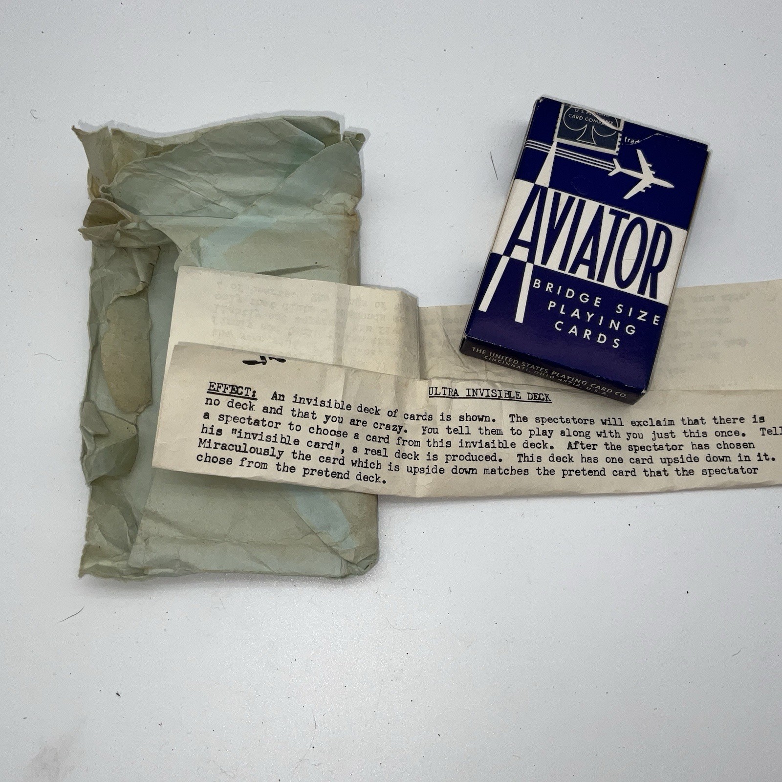 Vintage Magic Trick Invisible Ultra-Deck W/Aviator Playing Cards & Instructions