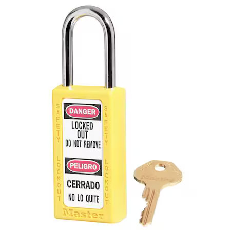 Master Lock 411Kas3ylw Lockout Padlock, Keyed Alike, Thermoplastic, Yellow, 1