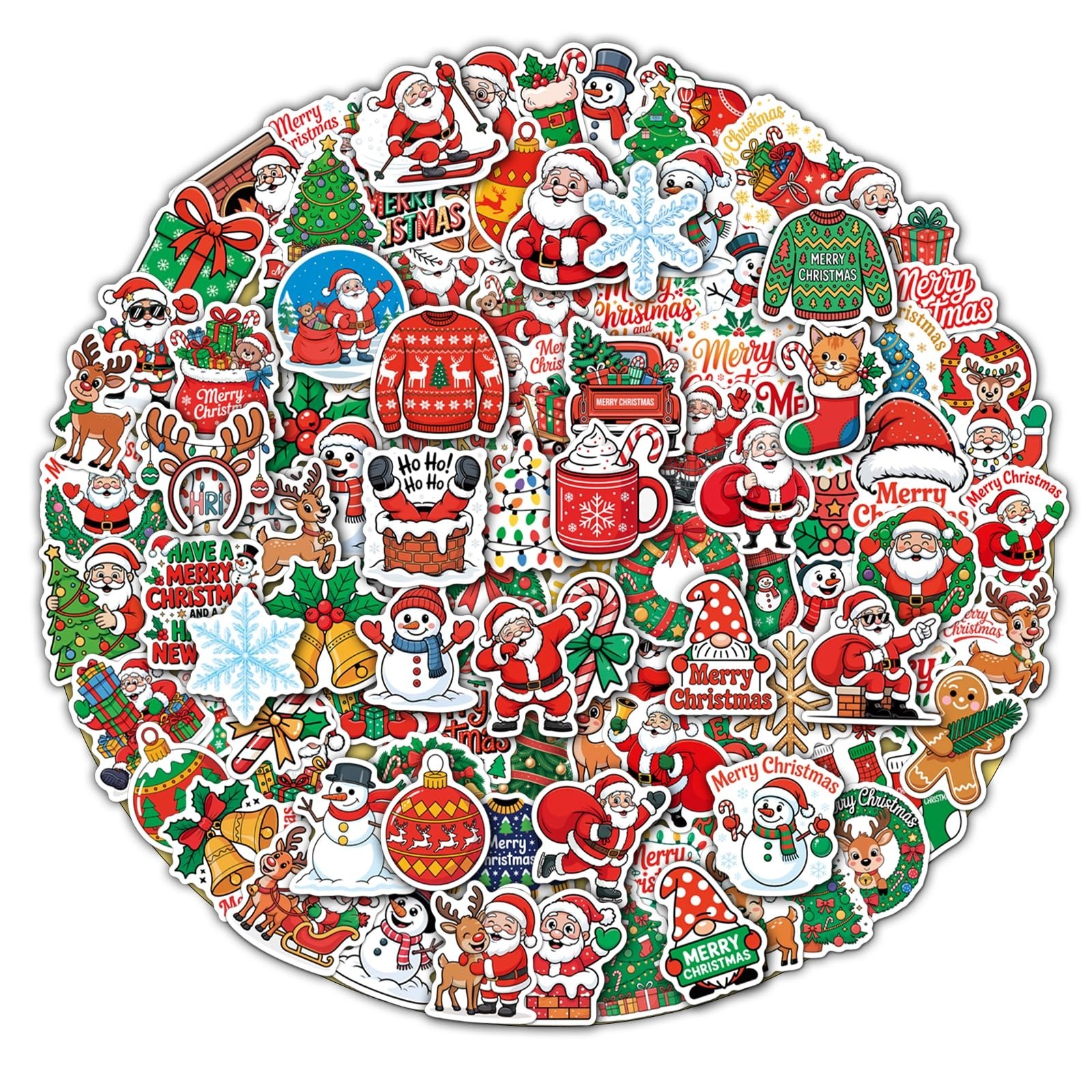 Aowplc 100 Pcs Christmas Stickers - Xmas Party Favors, Stocking Stuffers - Ho...