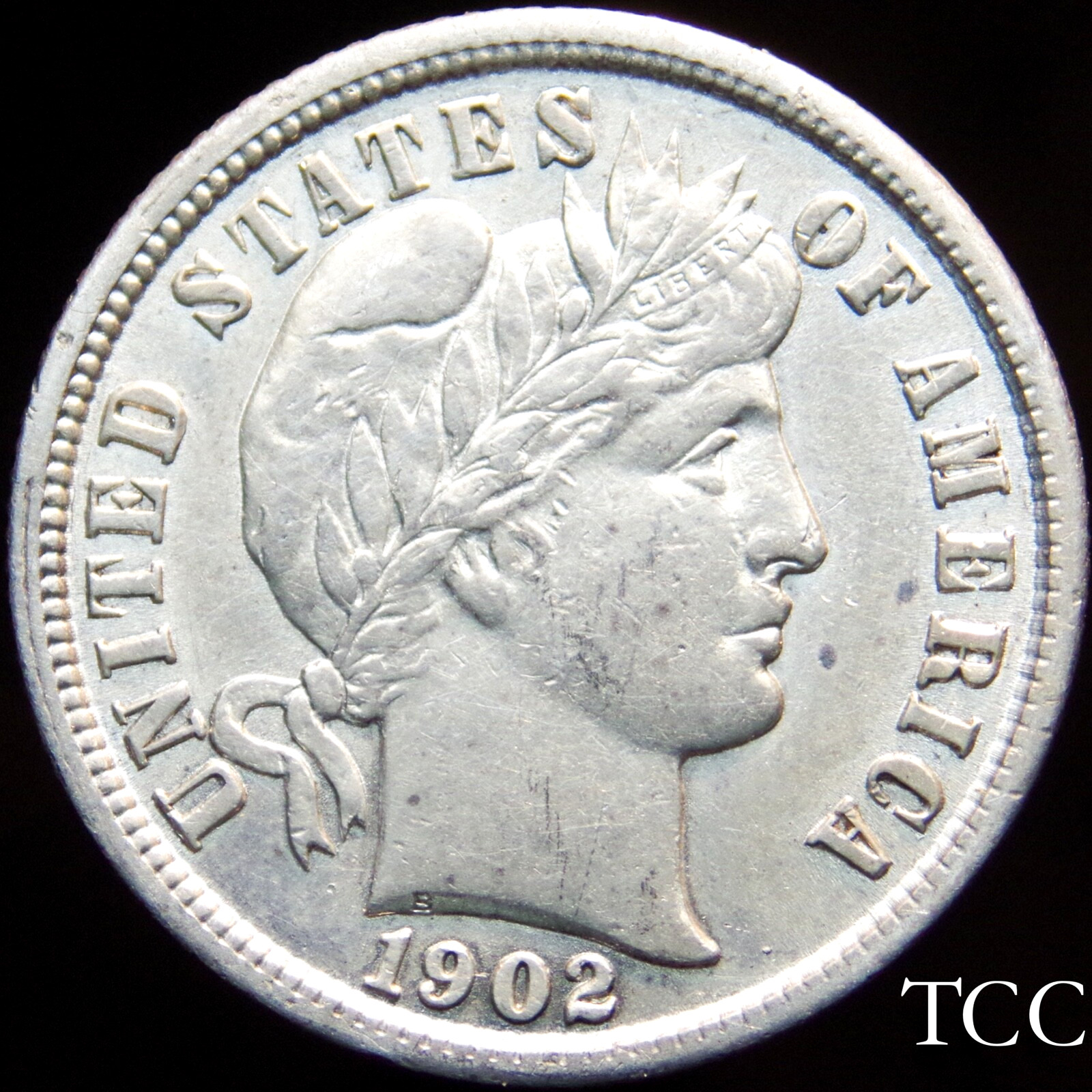 1902 BARBER DIME ~ LUSTROUS HIGH GRADE 10c COIN ~  TCC