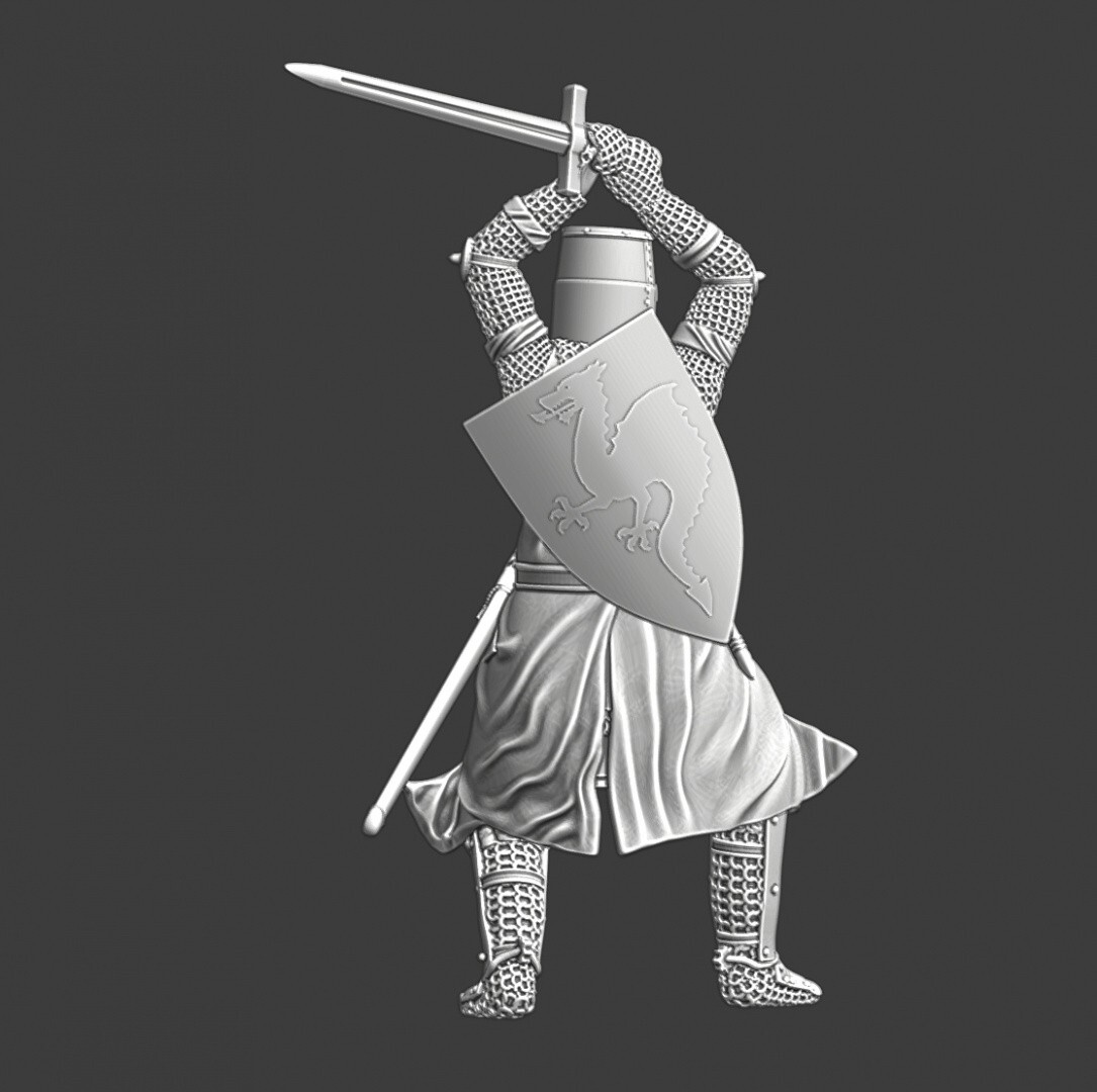 Northern Crusades Miniature Medieval Crusader Foot Knight Infantry 3D 28mm 32mm+