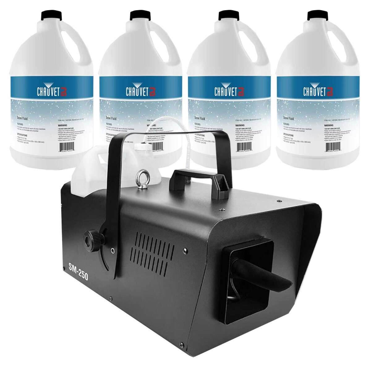 Chauvet DJ Snow Effect Machine with 4 Gallons of Snow Machine Fluid Package