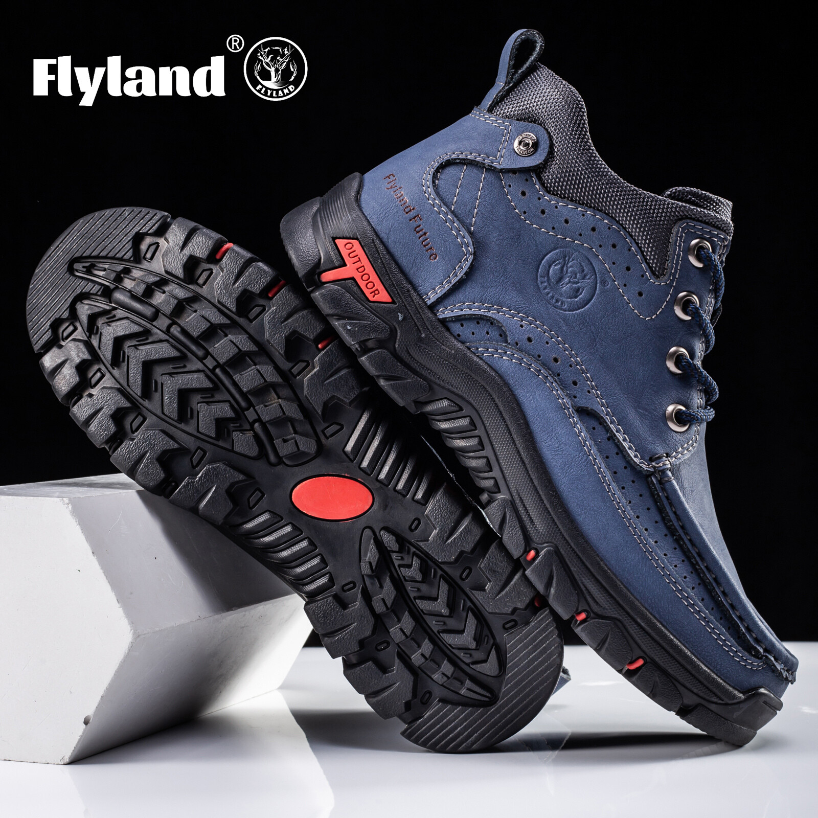 FLYLAND Men's Classical Vintage Genuine Leather Chukka Boots Casual Outdoor Shoe