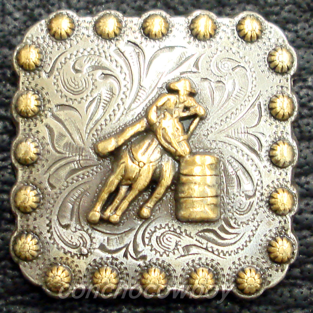 Set of 6 WESTERN HORSE TACK GOLD BARREL RACER BERRY CONCHOS 1-3/8" screw back
