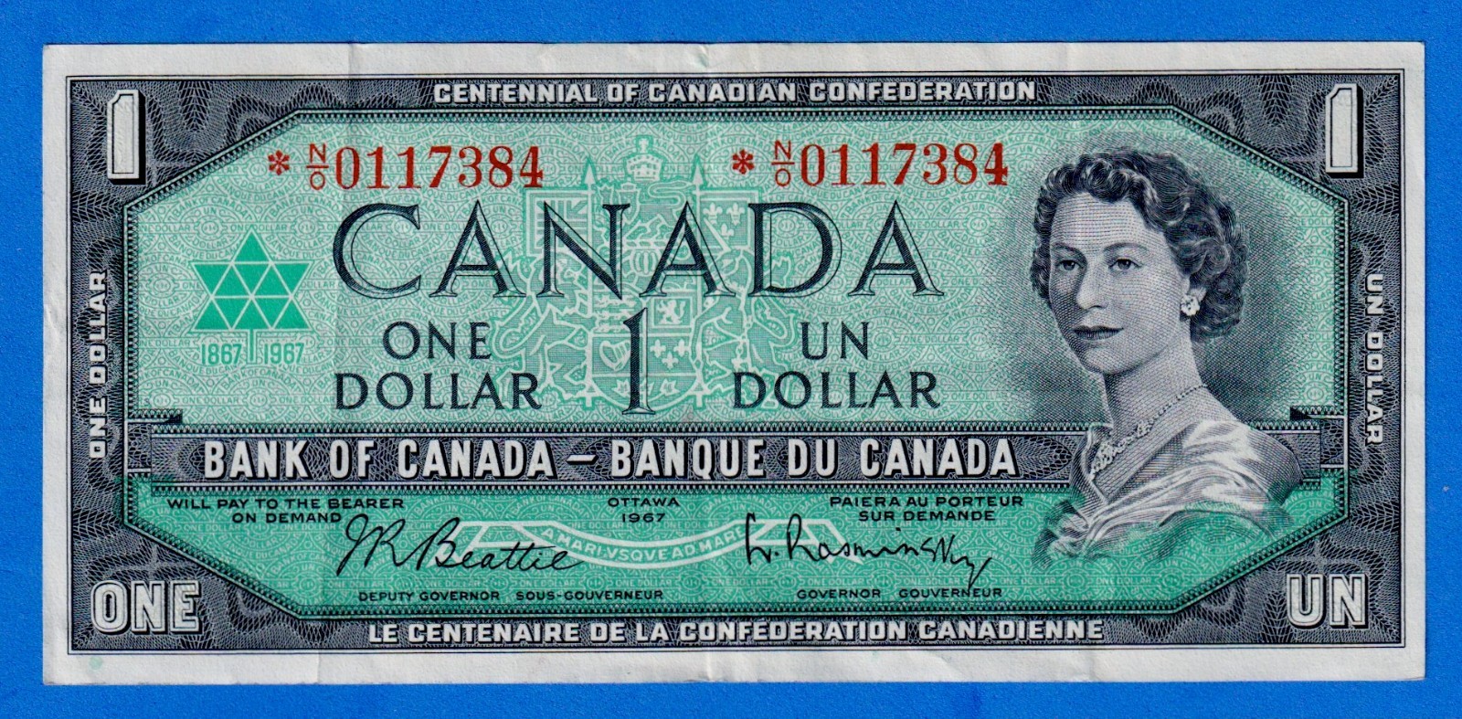 Canada $1 1967 BC-45bA / P-84b REPLACEMENT NOTE (Circulated) *N/O 0117384