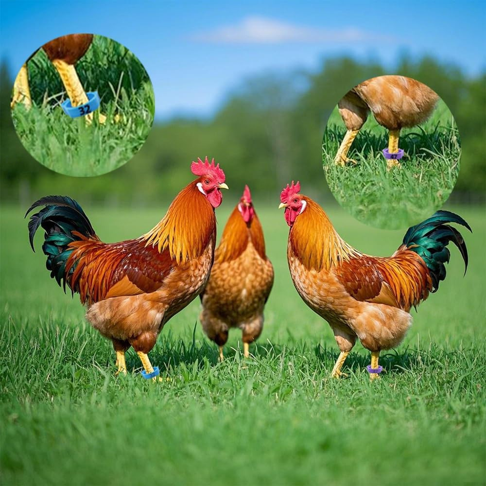 Large Poultry Leg Bands, 60 Pcs Chicken, Duck, Guinea, Goose, Gamefowl, Turke...