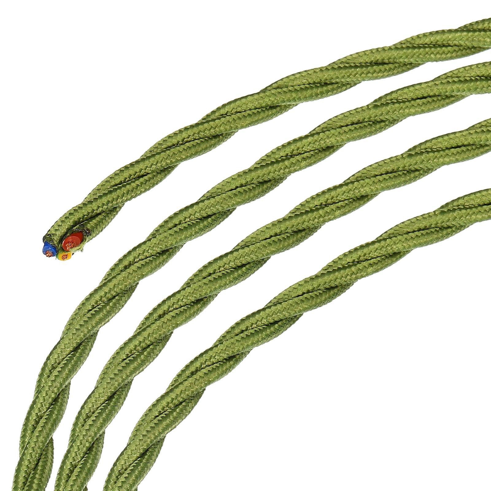Twisted Cloth Covered Wire 3 Core 18AWG 5m/16.4ft,Electrical Cable,Green