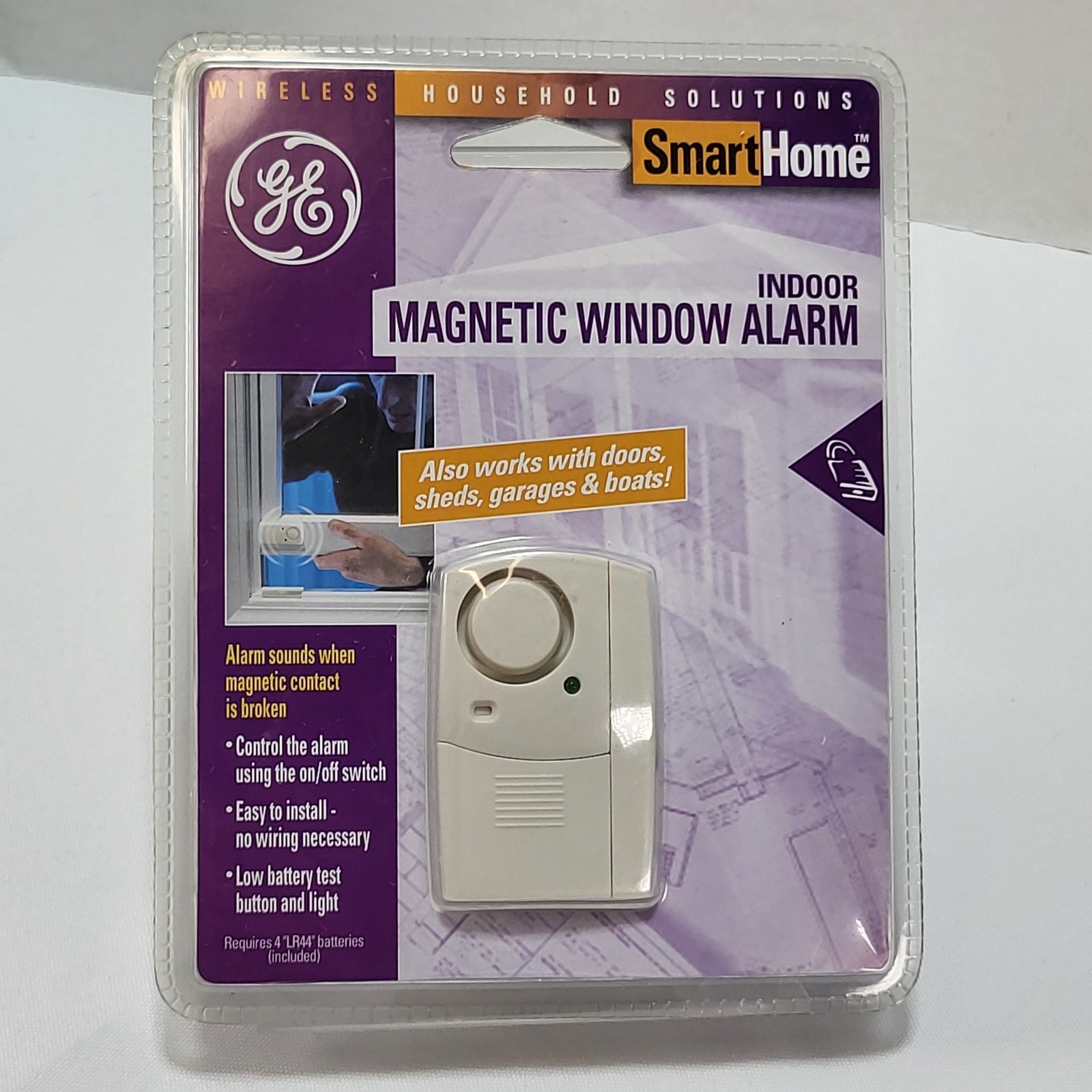 GE Smart Home Security Magnetic Window Alarm No Wiring Needed New Old Stock