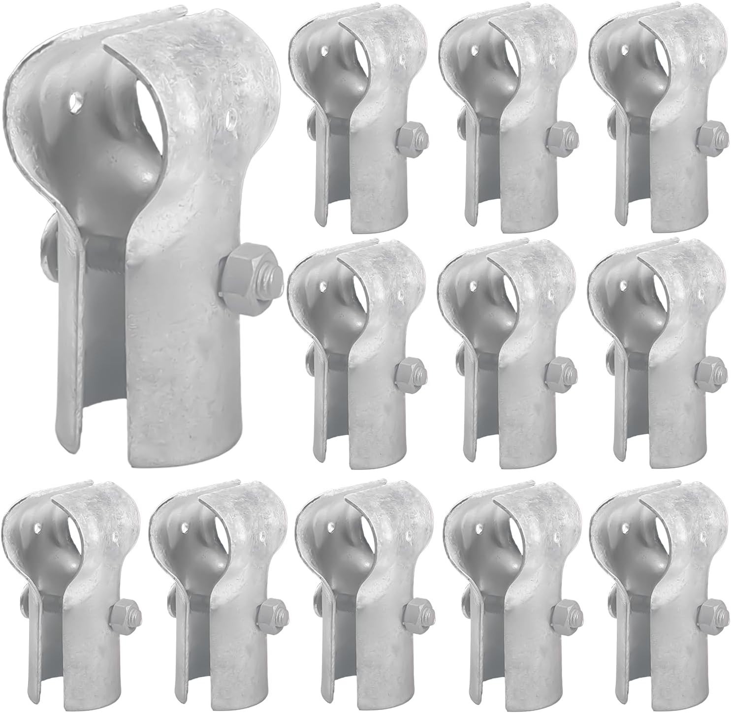 [Pack of 12] 1-3/8" X 1-3/8" End Rail T Clamp, Galvanized Steel Chain Link Fence