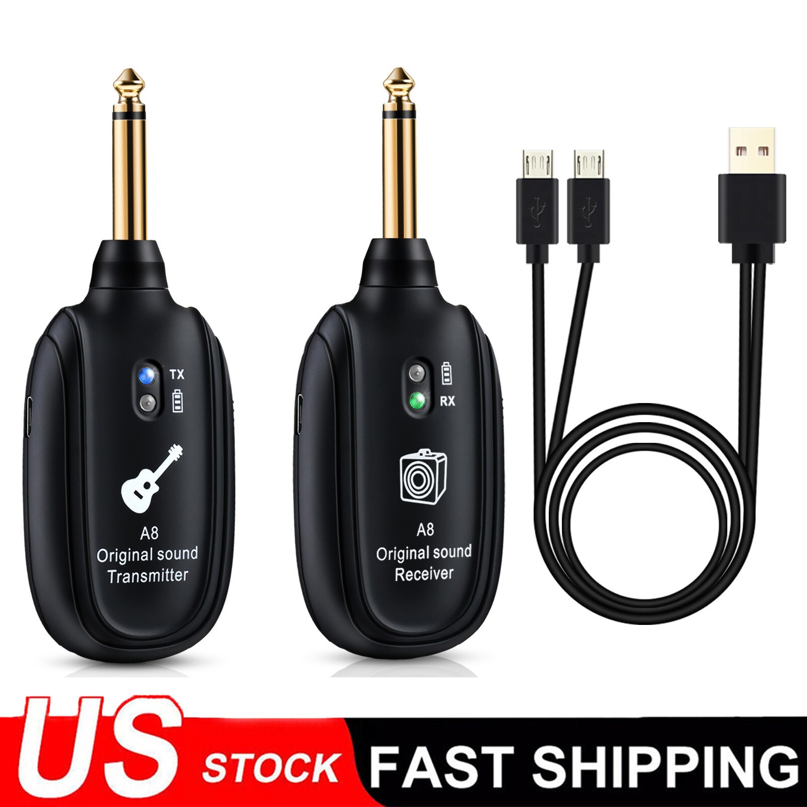 100ft Wireless Guitar System Transmitter Receiver fit Guitar Bass Violin Digital