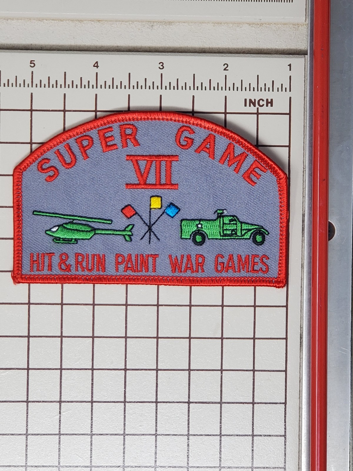 Early 90s Paintball Patch - Super Game VII 7 Hit & Run Paint War Games