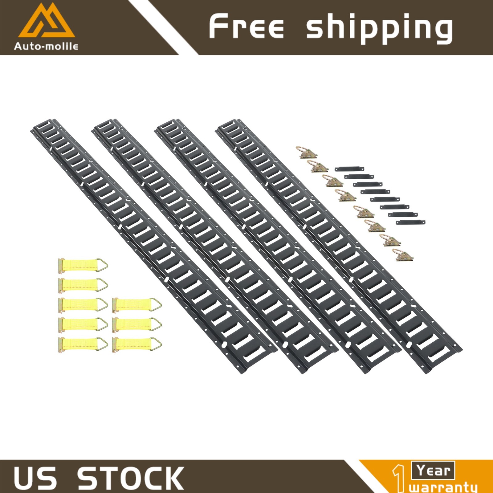 5' E Track Rail Kit Portable Tie Down Multi Purpose Secure Steel 28 Pack Durable