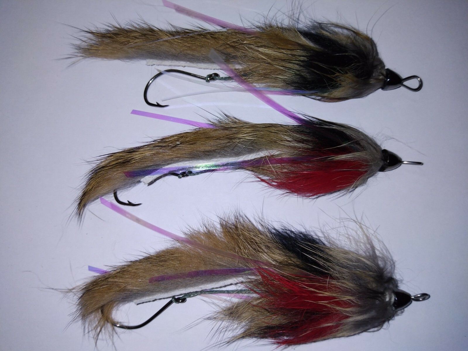 #2 natural and red bandit leech Dolly Llama style 3 Each trout salmon steelhead
