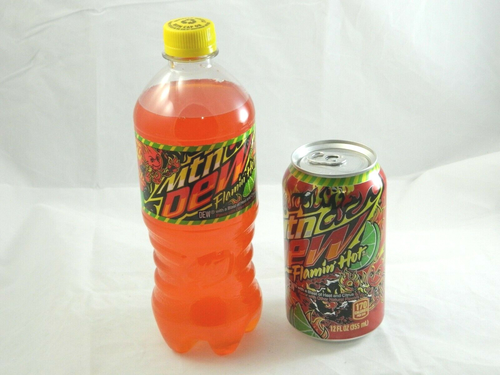 Mountain Dew Flamin Hot 1 Full 20oz Bottle 1 12oz Can 2022 New MTN LIMITED