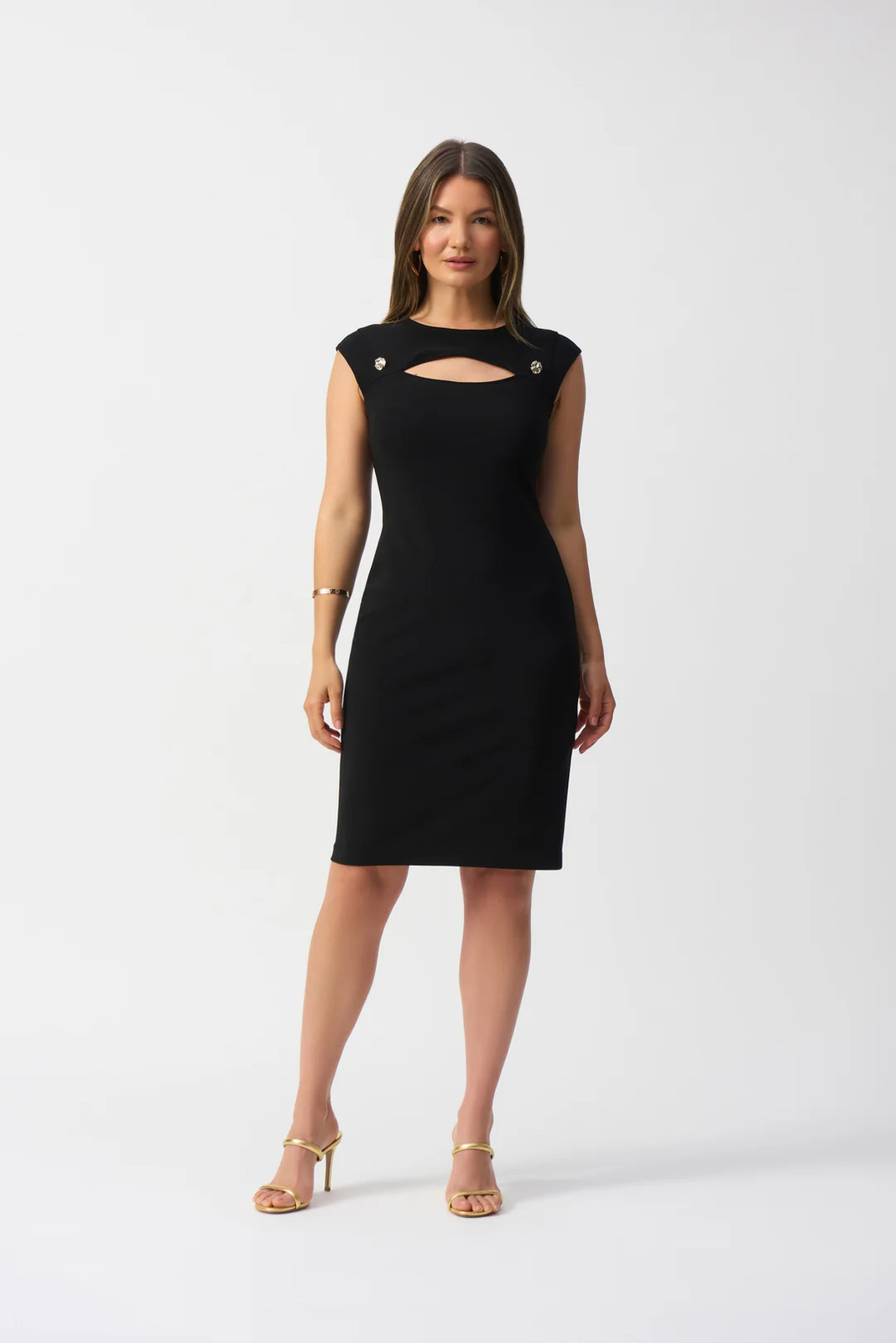 Joseph Ribkoff Black Cutout Yoke Sheath Dress 251202