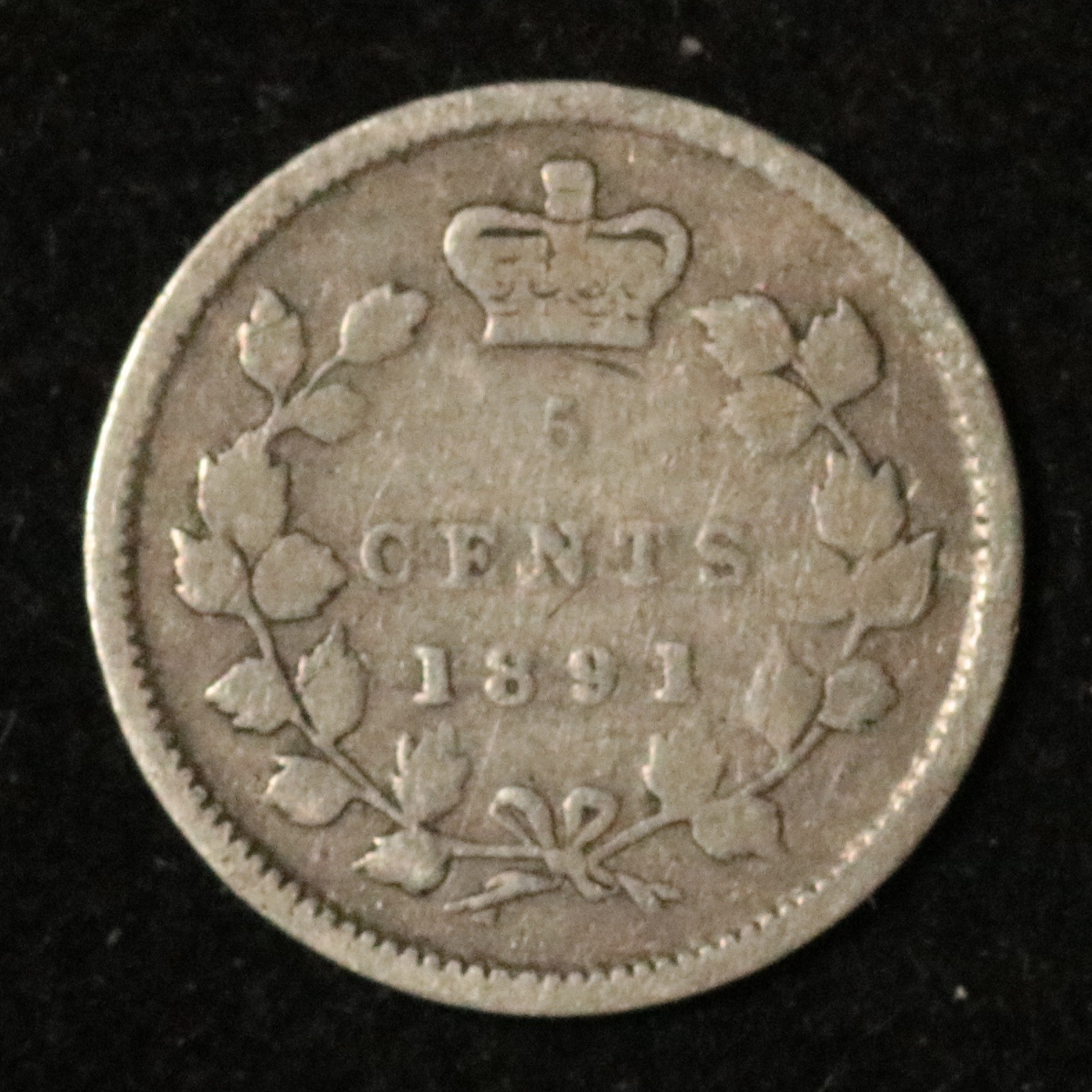Canada 1891 5 Cents - Silver - Victoria - Obv 5