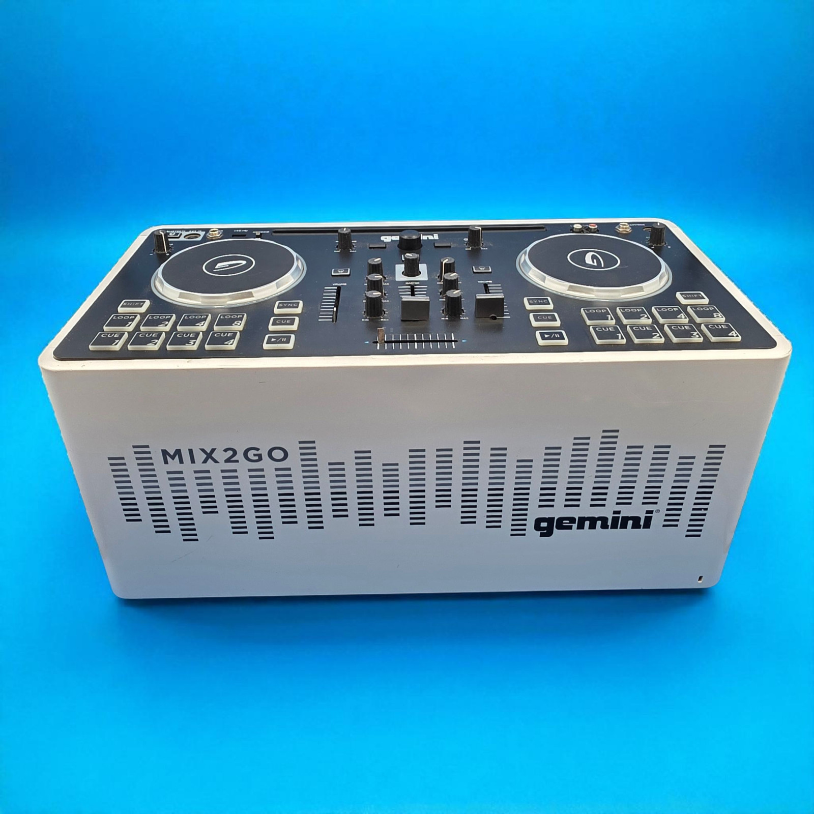 Gemini MIX2GO Portable DJ Mixer with Built-in Speakers and LED Light Show