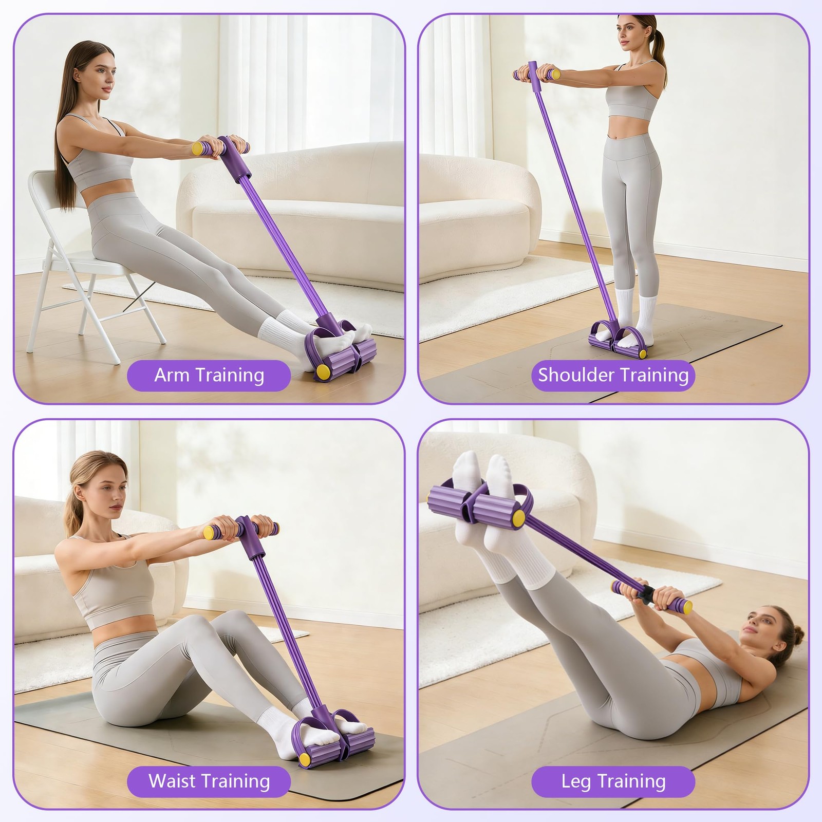 Upgraded Pedal Resistance Band with Handle, Soft Durable Fashion Puller Exerc...