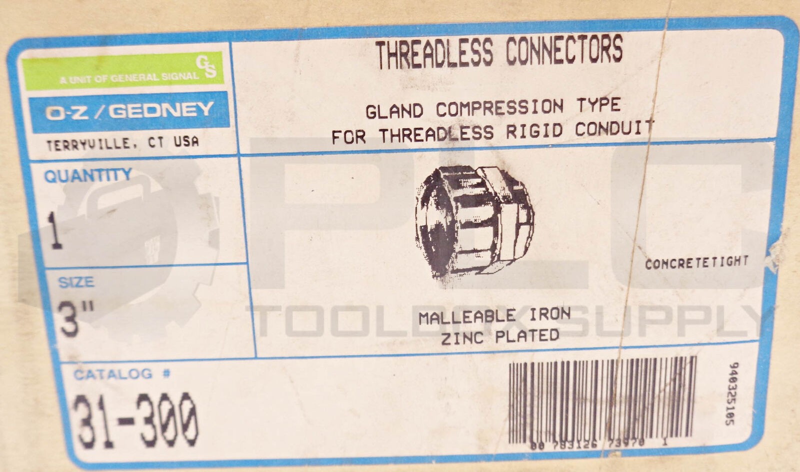NEW O-Z GEDNEY 31-300 3" THREADLESS COMPRESSION CONNECTOR