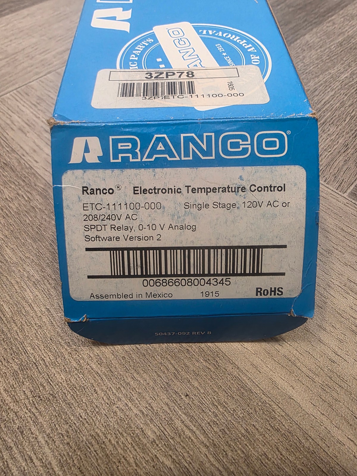 Ranco Etc-111100-000 Electronic Temperature Control, 3zp78
