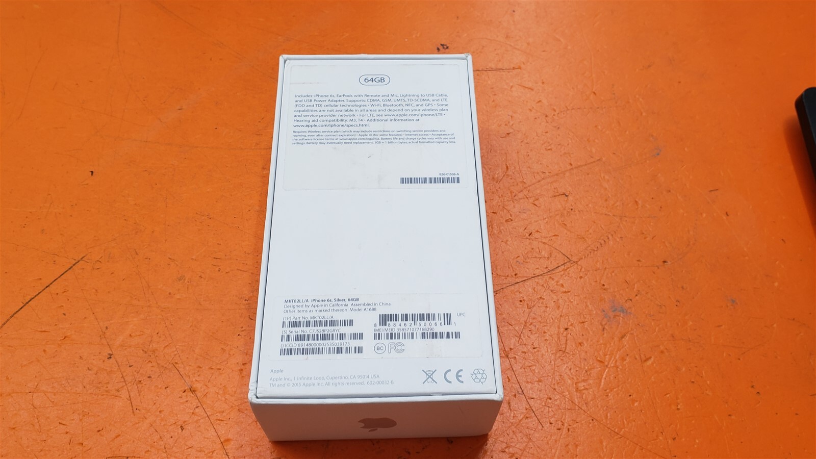 ⭐️⭐️⭐️⭐️⭐️ ***BOX ONLY*** Apple iPhone 6s Silver 64GB