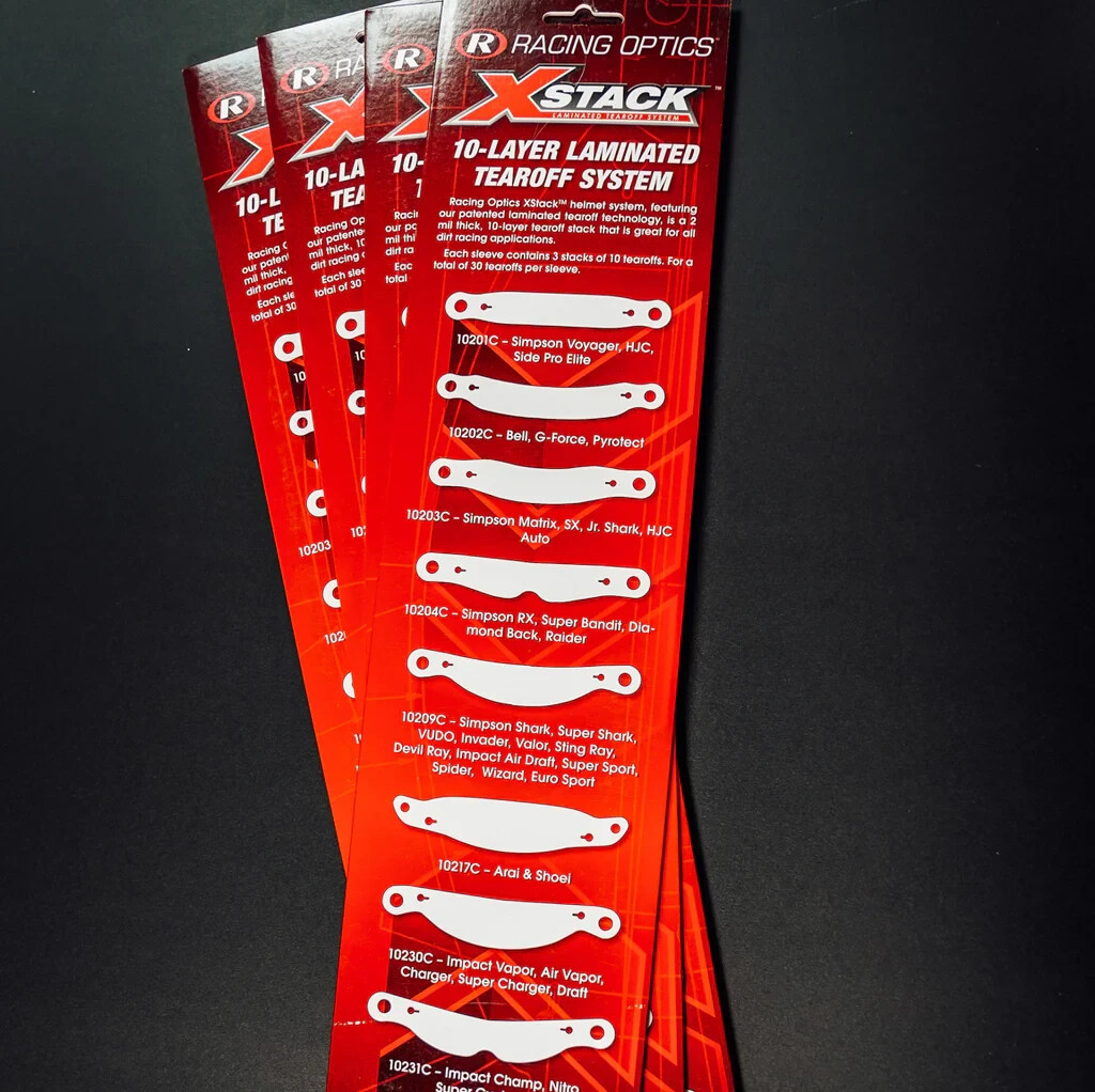Racing Optics XStack Helmet Visor Tear Offs (Specify Design, and Quantity)