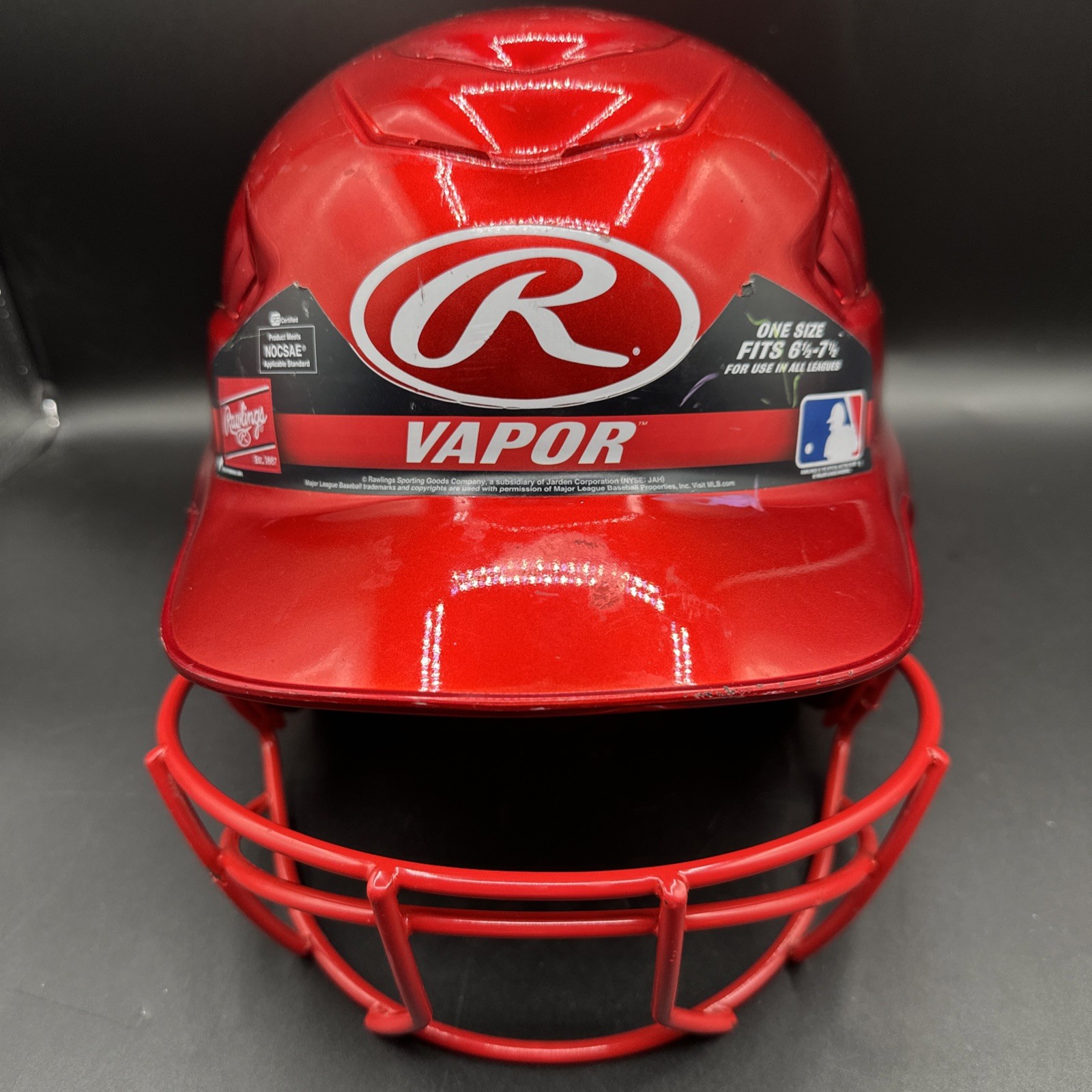 Rawlings Vapor Red Baseball Softball Batting Helmet Face Guard Size 6 1/2-7 1/2