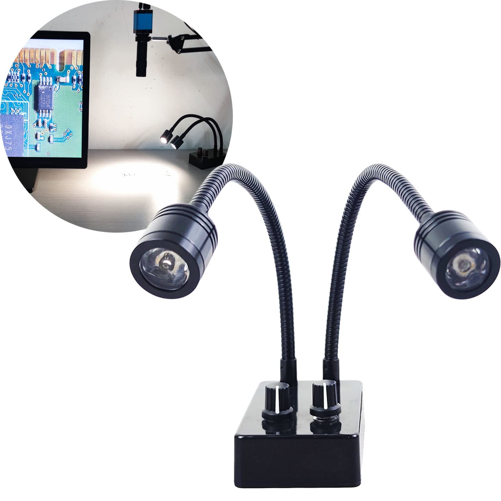 Microscope Light Source, USB Desk Dual Gooseneck Lights LED Mini Spot Light I...
