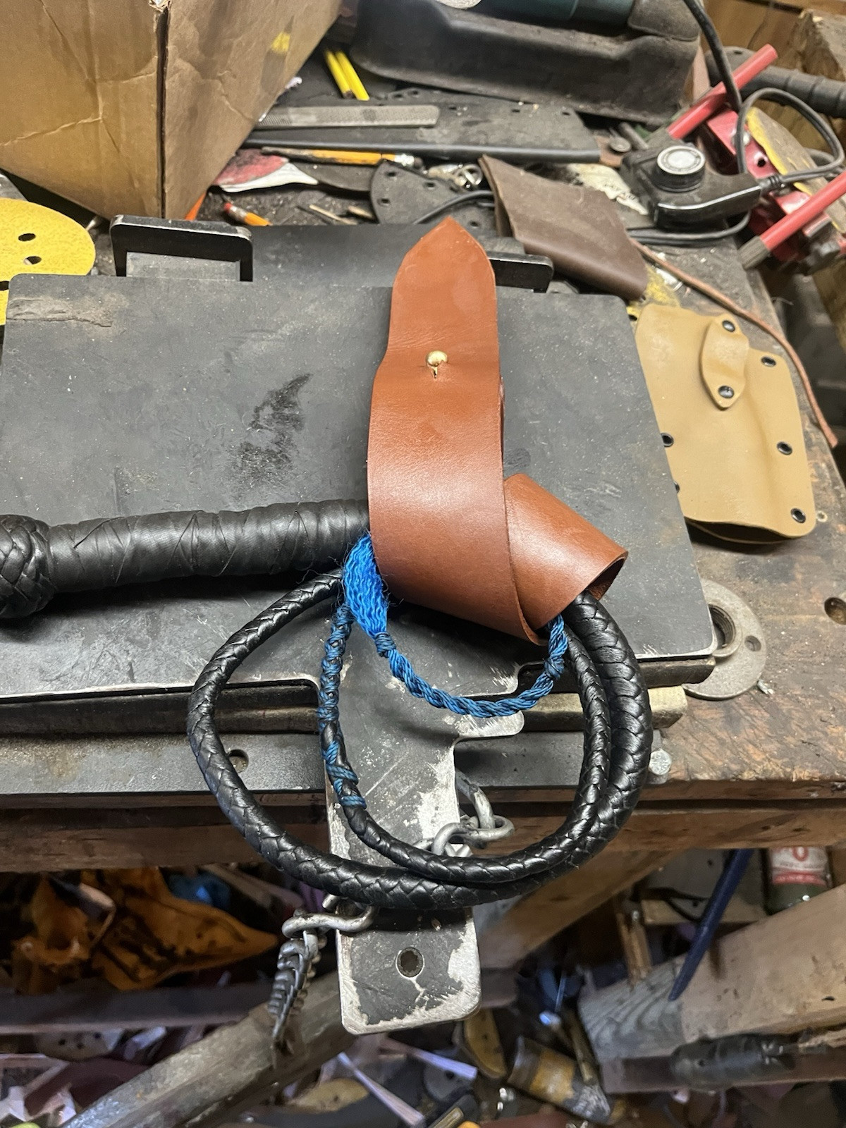 Premium Leather Snake Whip Thin Whip Carrier Only