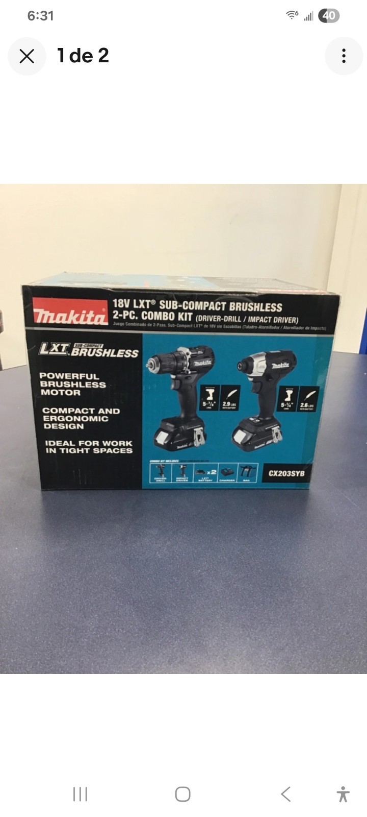 Makita CX203SYB 18V LXT Sub-Compact Driver-Drill and Impact Driver Combo Kit...