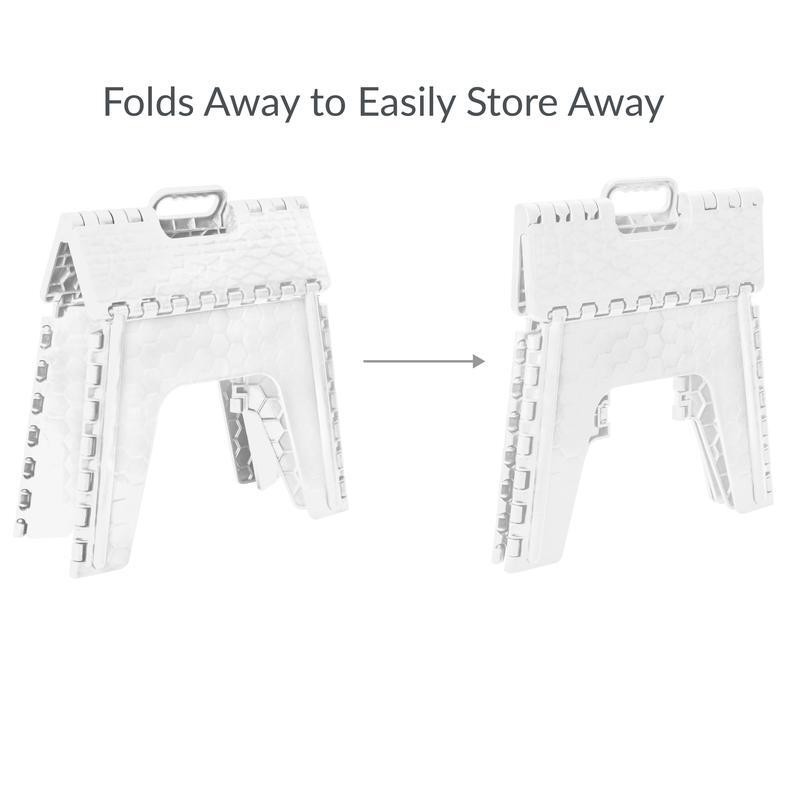 12 Inch Folding Step Stool Durable Plastic Anti-Slip Carry Handle 300lb Capacity