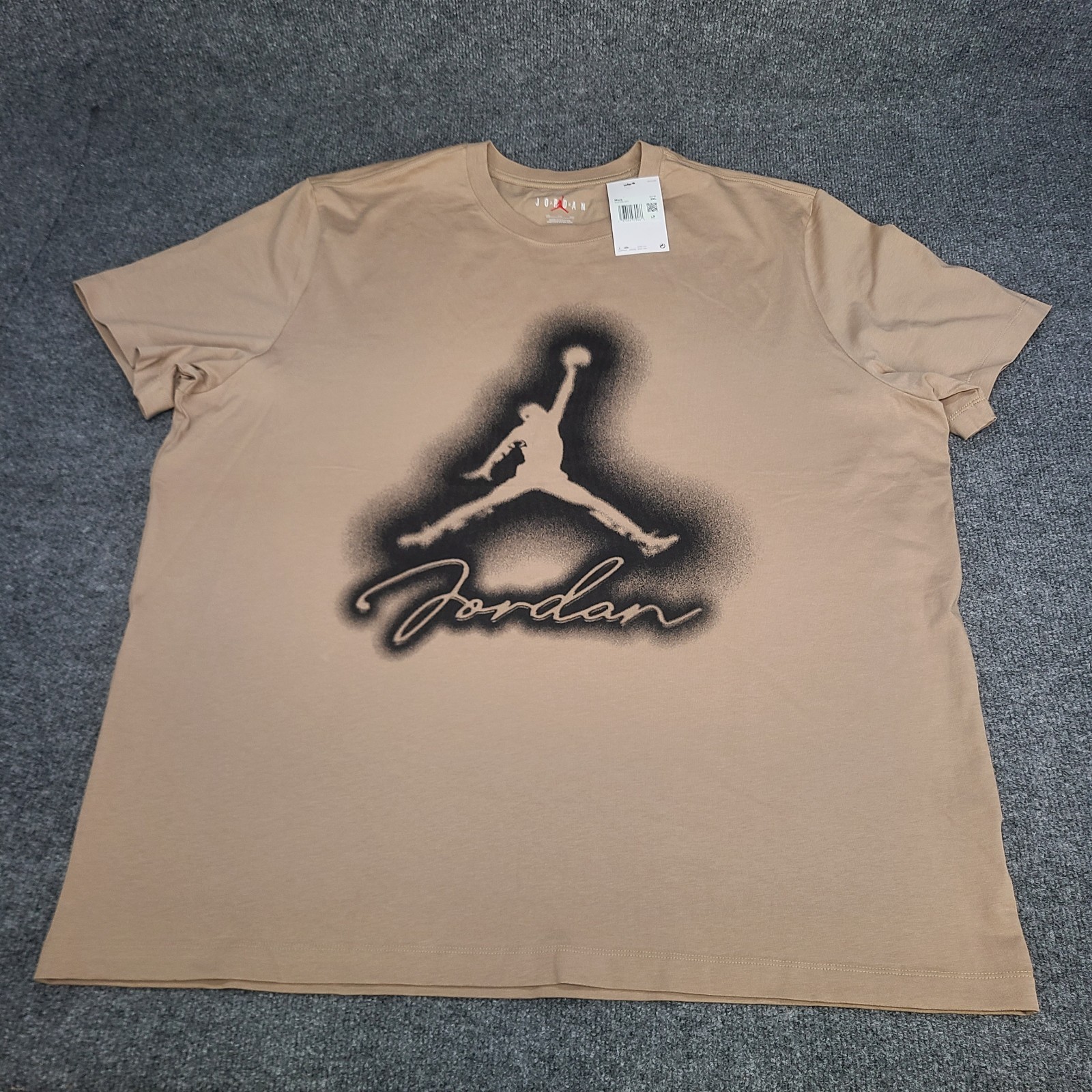 Jordan Shirt Mens 3XL Beige Khaki Black Jumpman Flight MVP Nike Air Cotton Tee