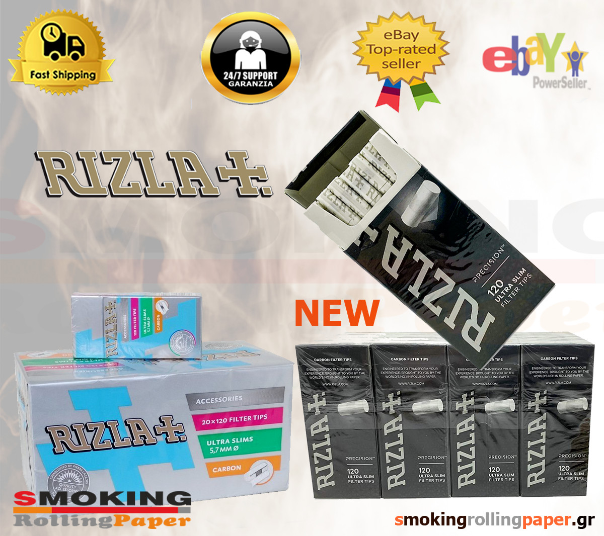 FILTRI RIZLA ULTRA SLIM 5,7mm CARBONI ATTIVI CHARACOAL 10 SCATOLE 120 Filtri