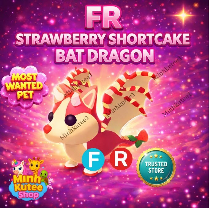 FR Strawberry Shortcake Bat Dragon (Fly / Ride) | Adopt M3E Cheap Pet/ TRusted