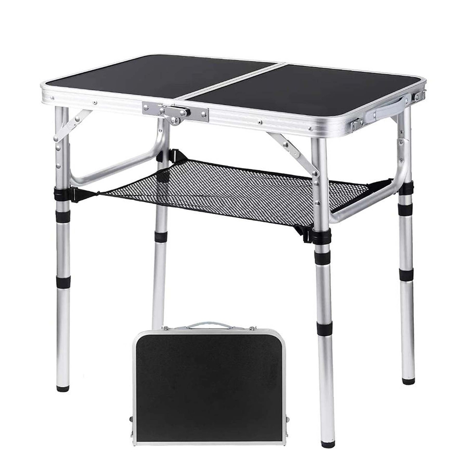 Folding Camping Table Adjustable Height Folding Table Portable Aluminum Small...