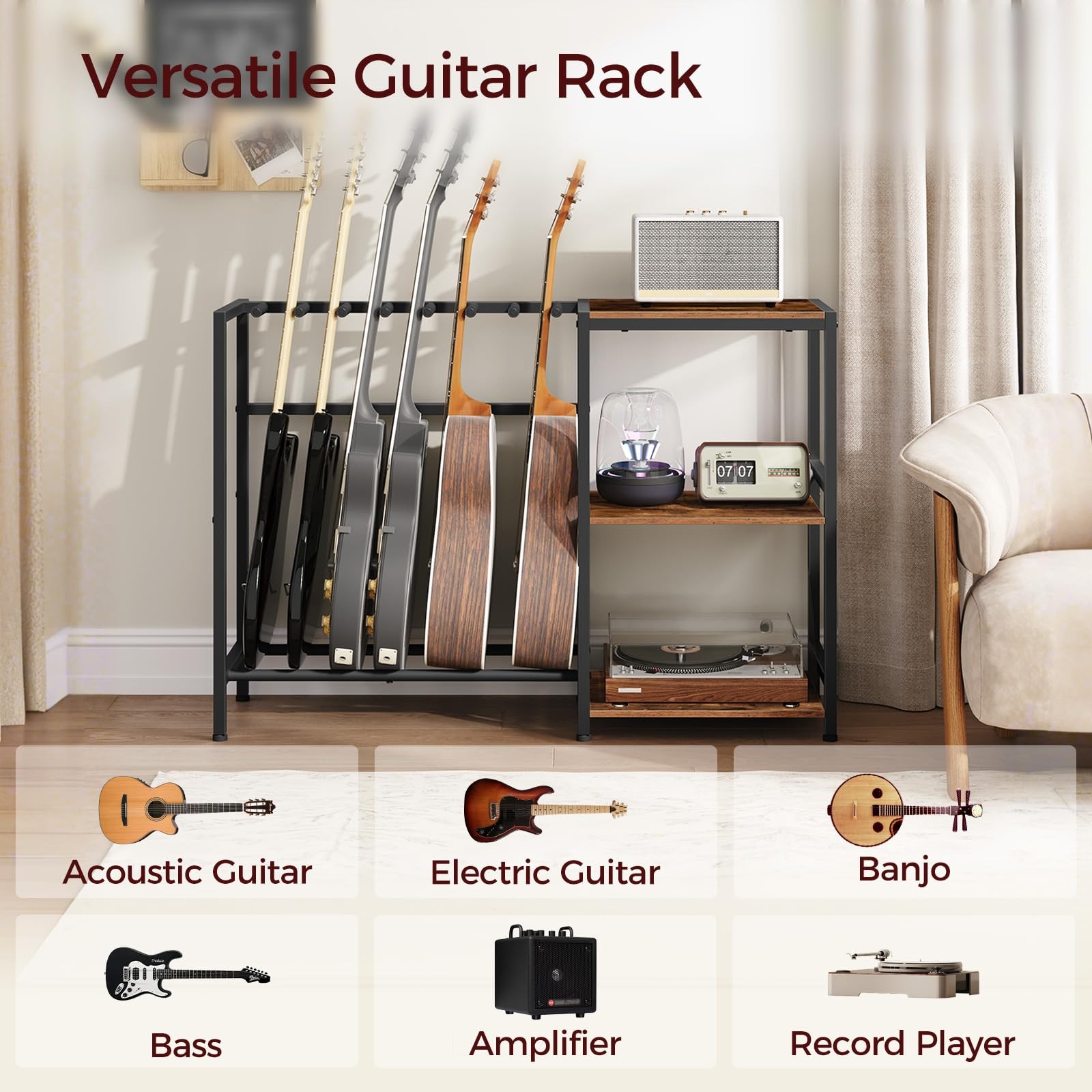 MAHANCRIS Guitar Stand, Guitar Holder for 6 String Instruments, Suitable for ...