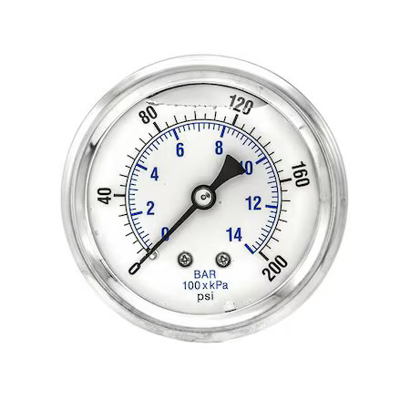 Pic Gauges Pro-202L-254G Industrial Pressure Gauge, 0 To 200 Psi, 2 1/2 In