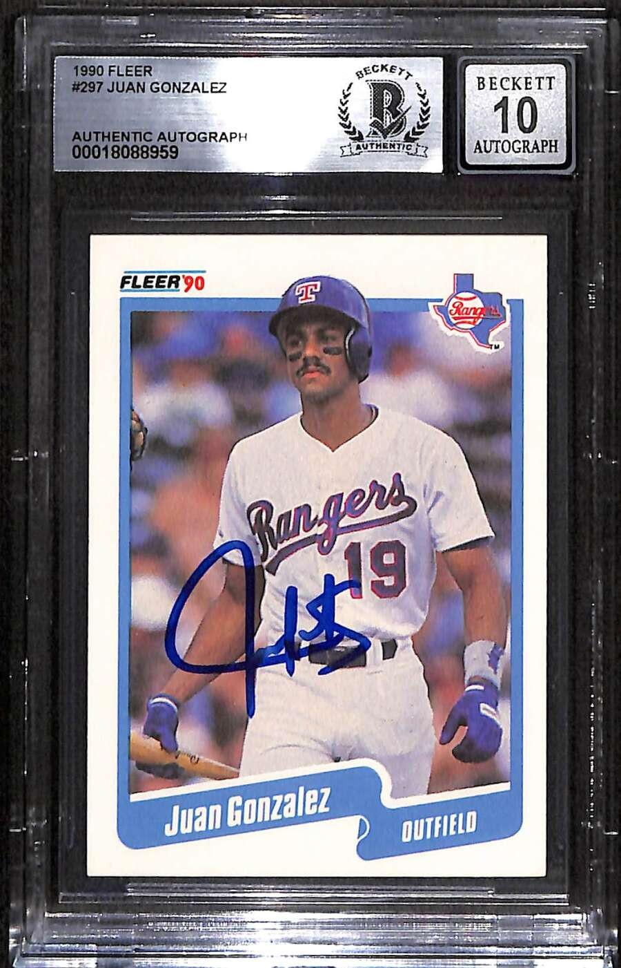 1990 Fleer 297 Juan Gonzalez RC BAS Auto 10 Autograph BGS Authentic C99204