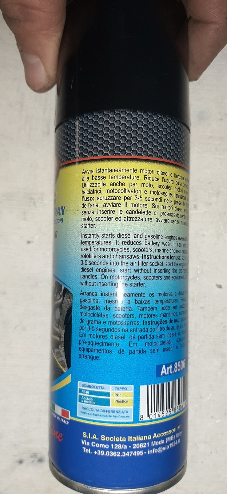 8506 STARTER SPRAY WINTER BOTH FOR QUICK START 200ml engines