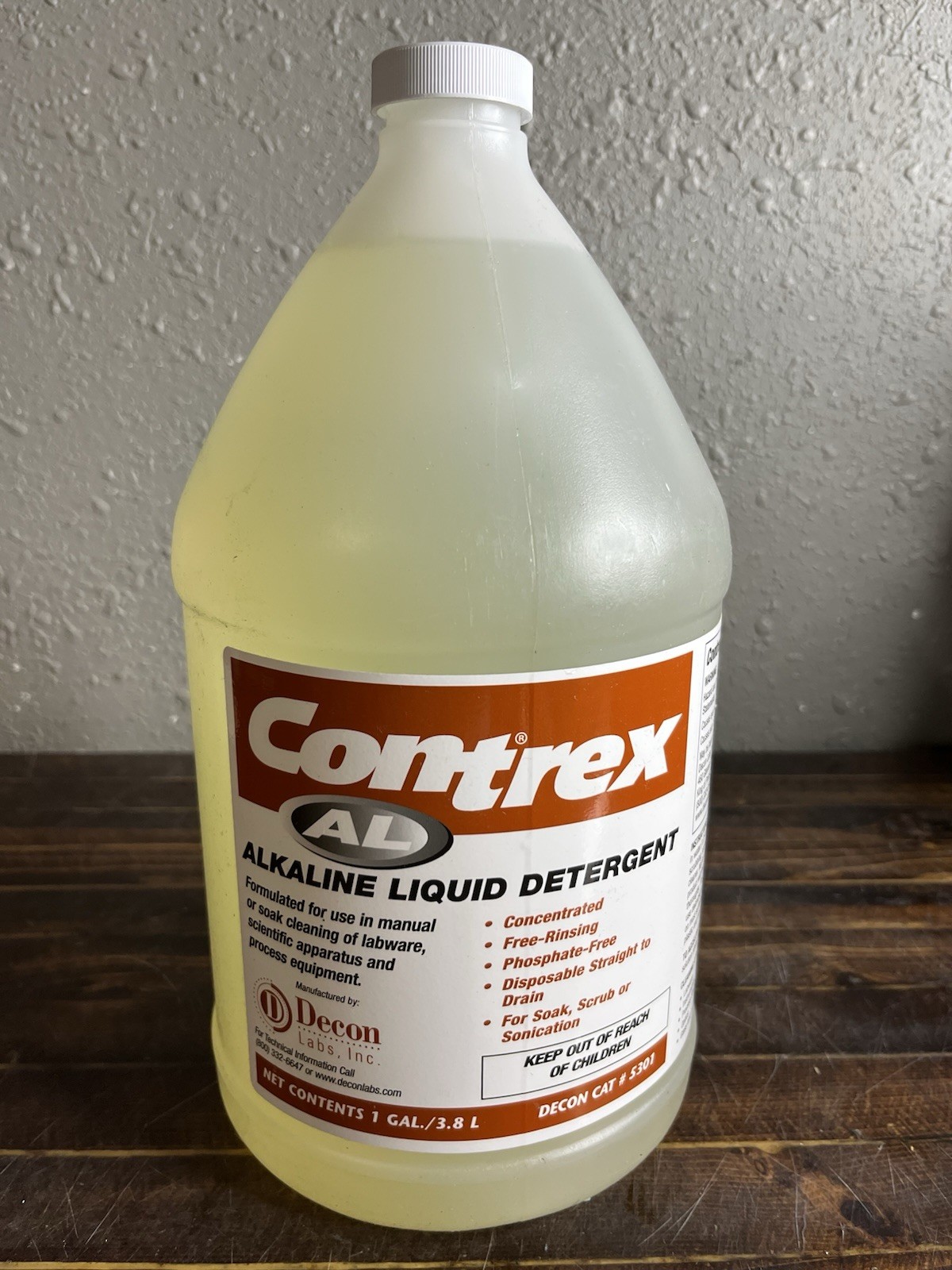 Decon Labs Contrex AL 1 Gallon Alkaline Liquid Detergent Labware Cleaner 5301