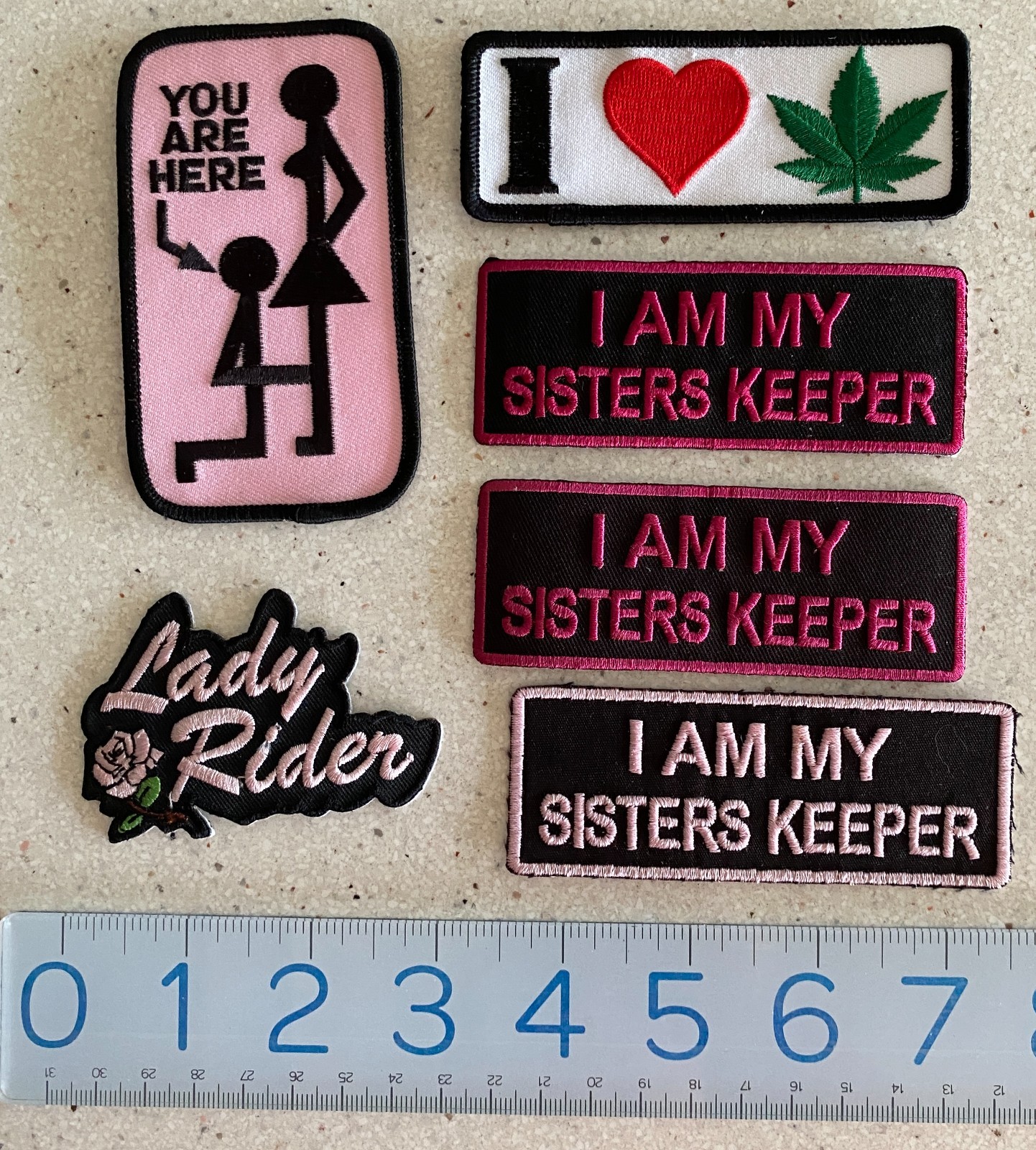 Lot of 6 Female Biker Vest Patches Novelty Motorcycle Jacket Adult Humor