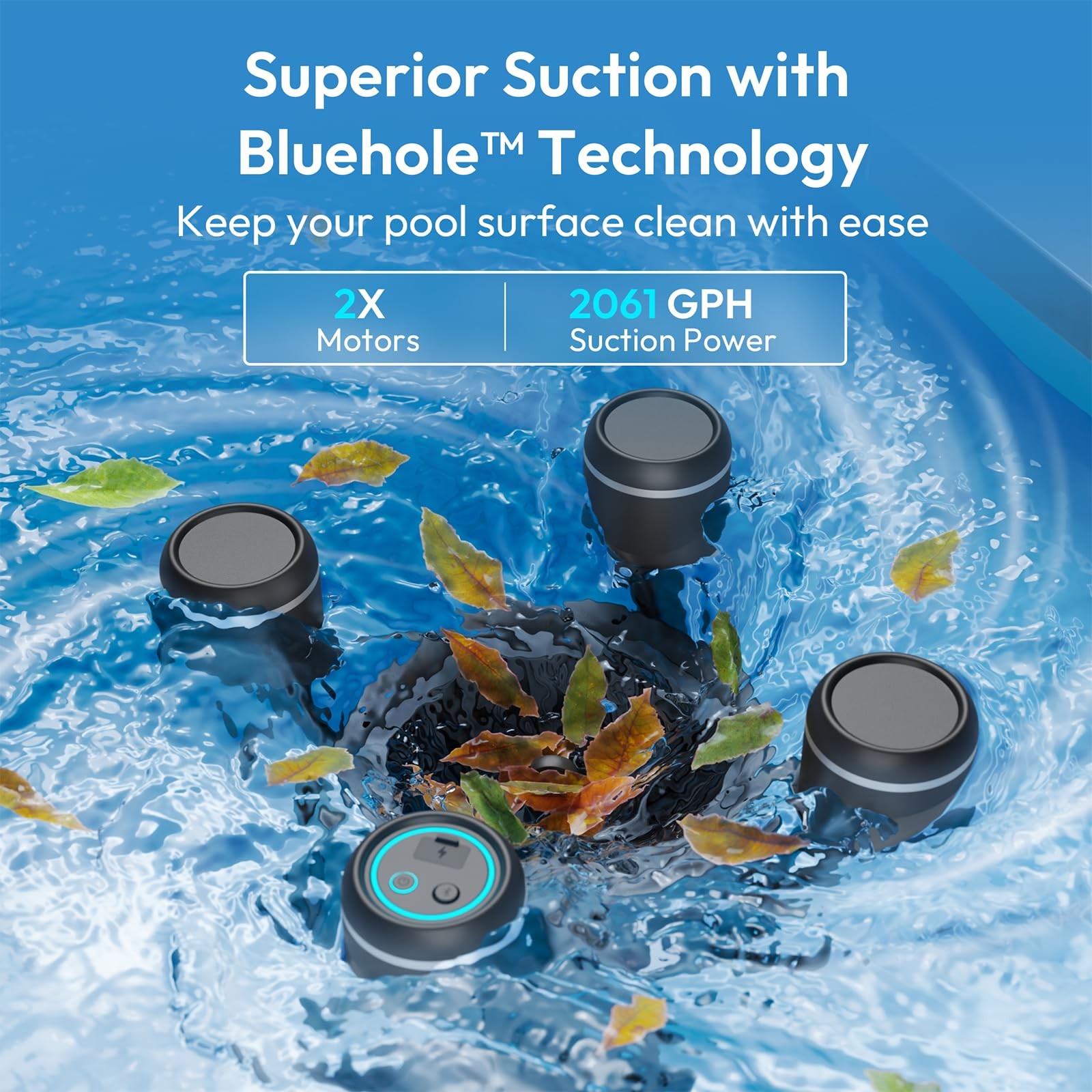 Pool Surface Skimmer Robot, Pool Cleaner with App Control,5L Filter, Dual Cleani
