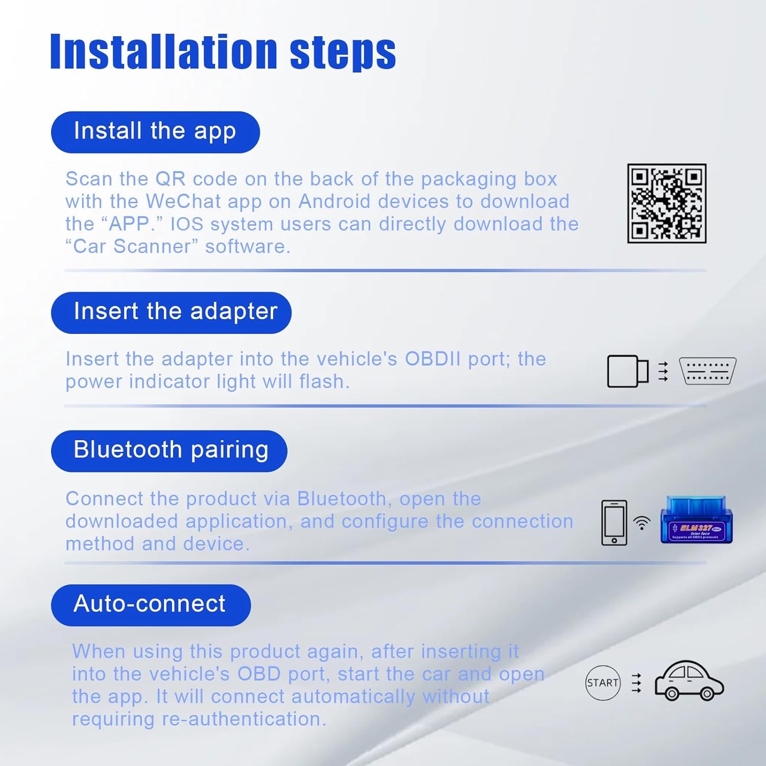 OBD2 Scanner Bluetooth ELM327 OBDII Car Code Reader Diagnostic Scan Tool