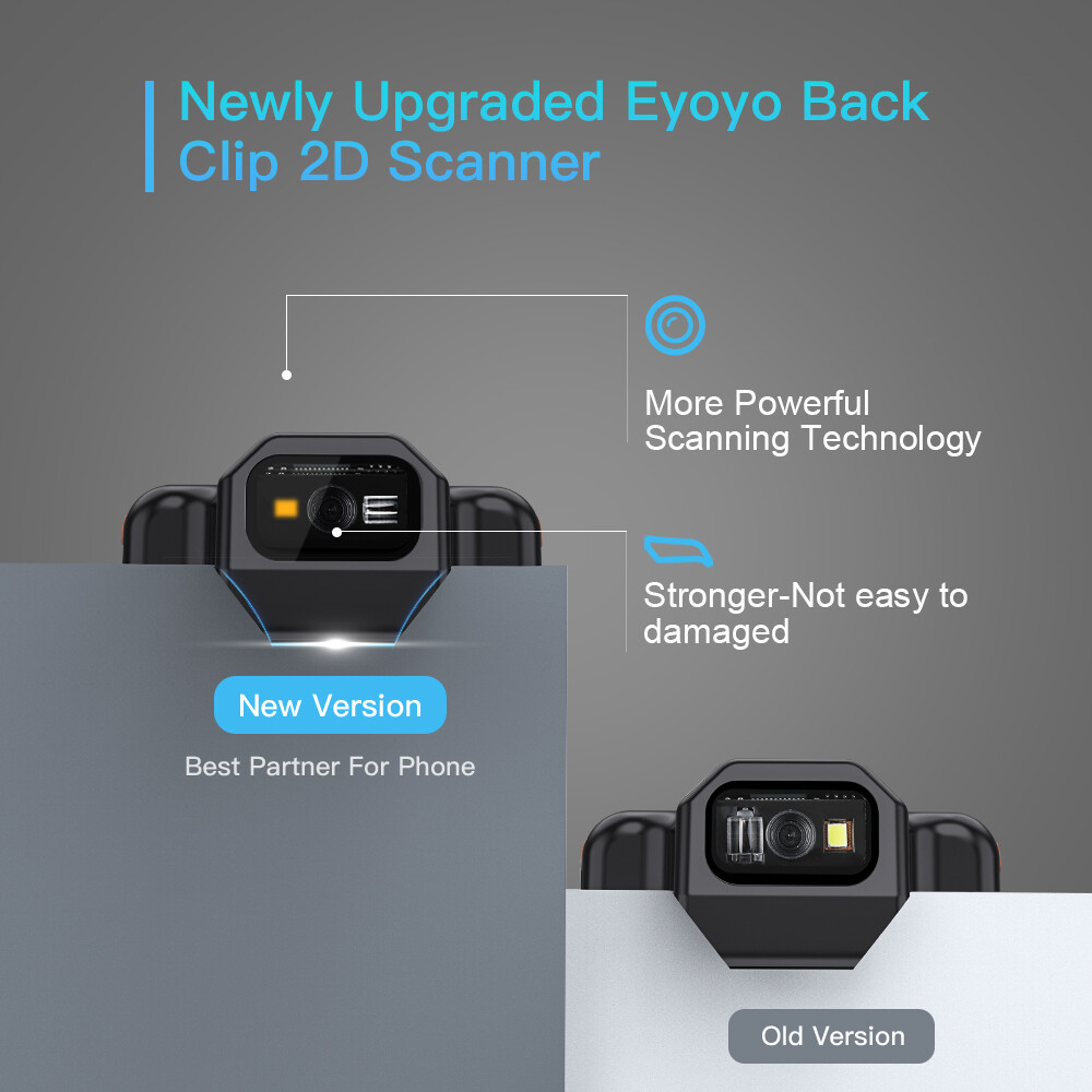 Eyoyo 1D 2D Phone Back Clip Cover Barcode Scanner Bluetooth Bar Code Reader