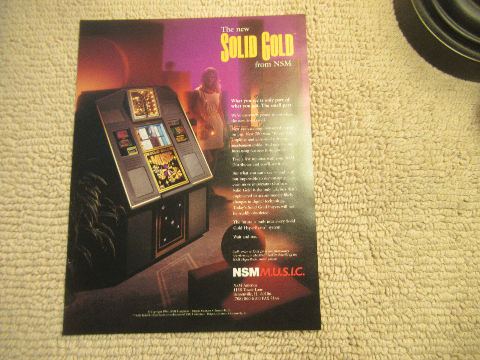 Original 1995 ad NSM  JUKEBOX   solid gold   FLYER