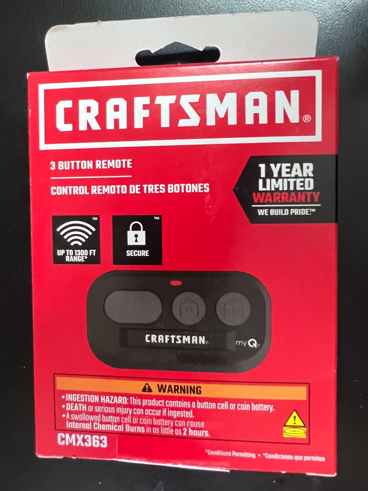 Craftsman 3 Button Visor Garage Door Opener Remote Model: CMX363 #6498/OB