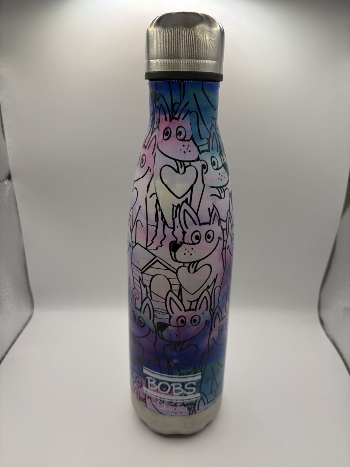 “BOBS Skechers Stainless Steel Insulated Water Bottle Dog Print 17oz”