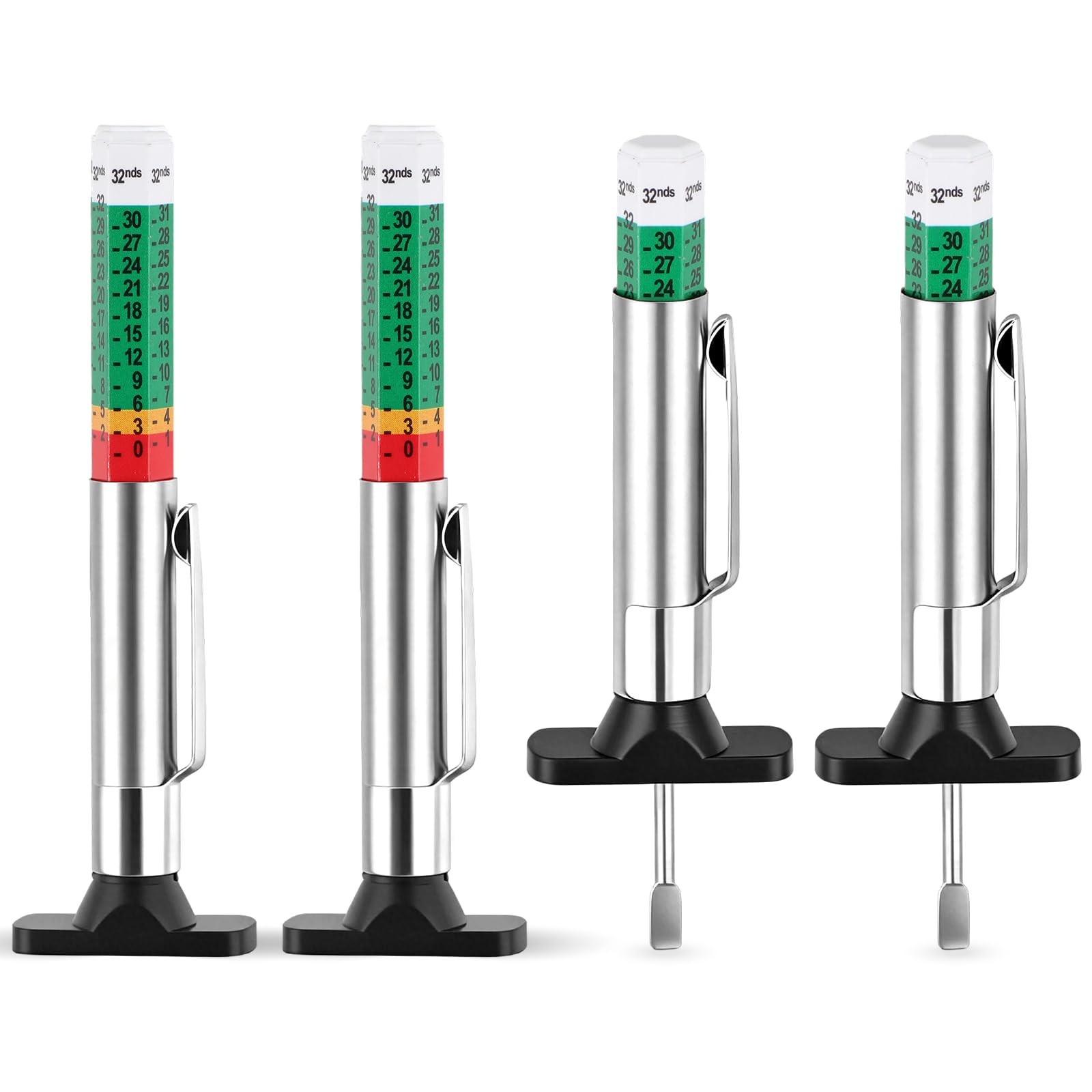 4 Pack Tire Tread Depth Gauge, Color Coded Tire Depth Gauge Tool 32nds