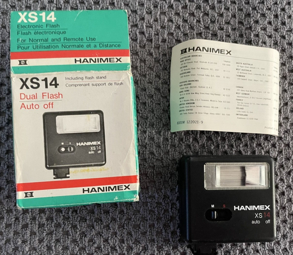Vintage Hanimex XS14 Electronic Double Flash Untested with Box and paperwork