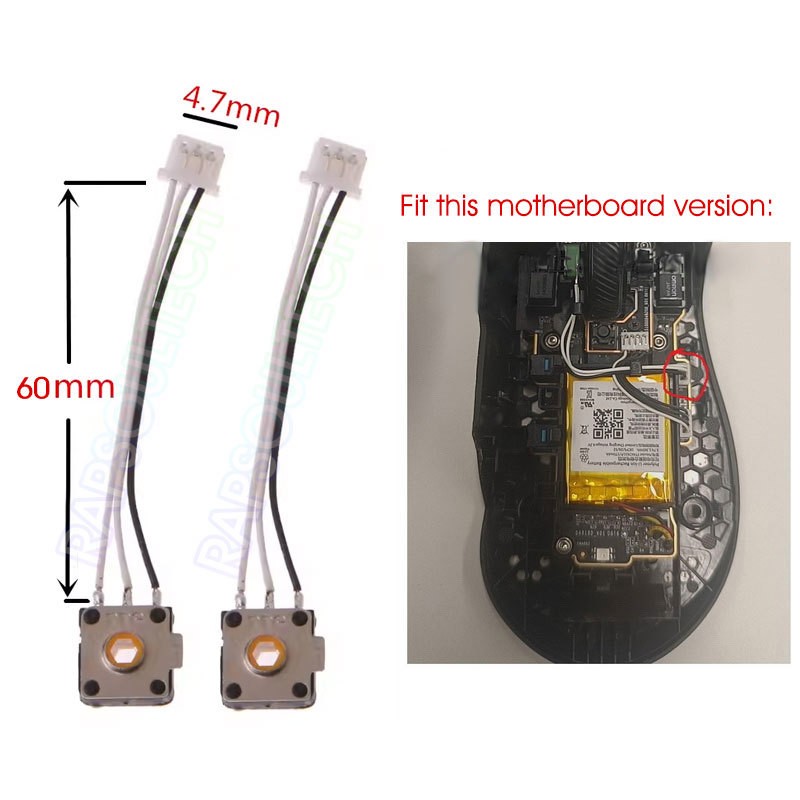 2pcs Gold Mouse Scroll Wheel Encoder Long Wire 60mm for ROG Gladius III Wireless
